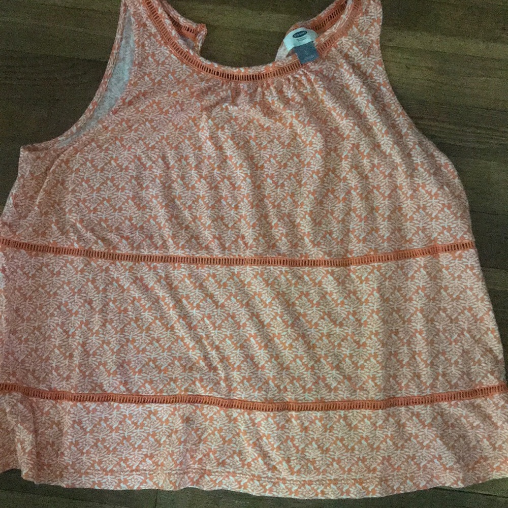 orange & white tank top